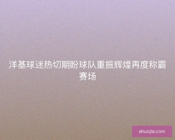 洋基球迷热切期盼球队重振辉煌再度称霸赛场